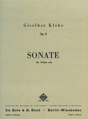 Klebe, G: Sonata No. 1 op. 8