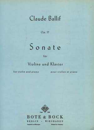 Ballif, C: Sonate op. 17