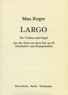 Reger: Suite in the old style op. 93/2