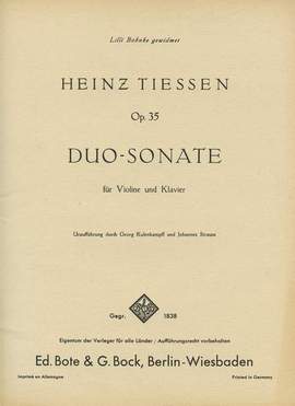 Tiessen, H: Duo-Sonata op. 35