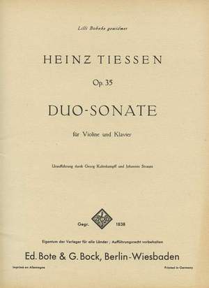 Tiessen, H: Duo-Sonate op. 35