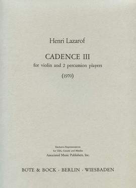 Lazarof, H: Cadence III