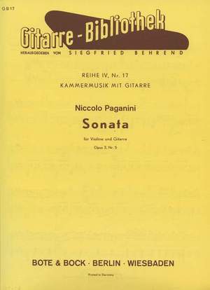 Paganini, N: Sonata op. 3/5 No. 17