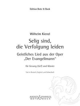 Kienzl, W: Der Evangelimann B flat major