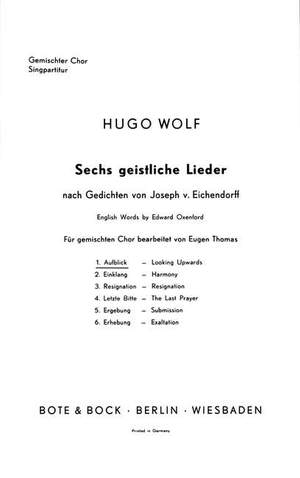 Wolf: Six spiritual songs