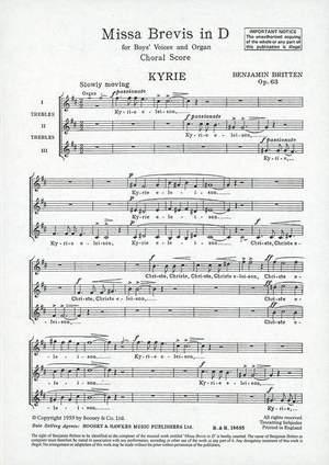 Britten: Missa Brevis in D op. 63