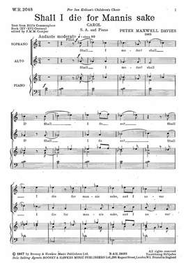Maxwell Davies, Peter: Shall I die for mannis sake