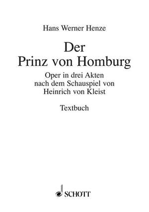Henze, H W: Der Prinz von Homburg