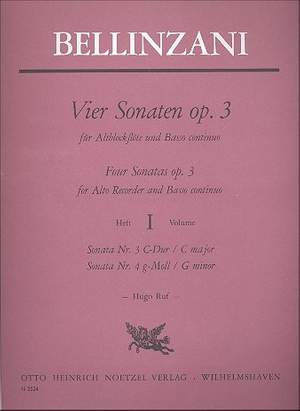 Bellinzani: Recorder Sonatas Op.3 Nos.3 & 4