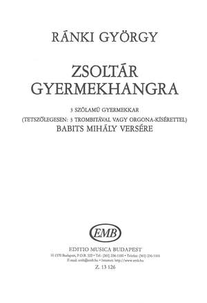 Ranki, Gyorgy: Zsoltar gyermekhangra