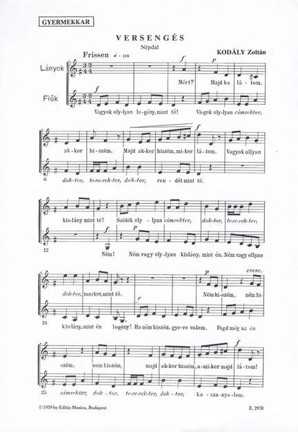 Kodaly, Zoltan: Versenges