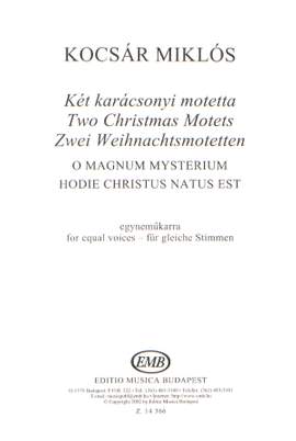 Kocsar, Miklos: Two Christmas Motets