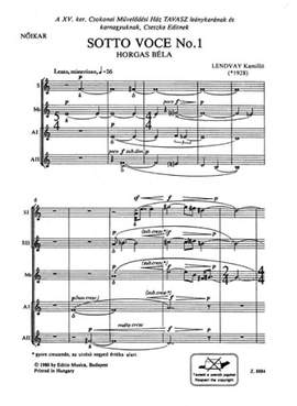 Lendvay, Kamillo: Sotto voce No.1
