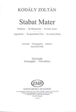Kodaly, Zoltan: Stabat Mater (upper voices)