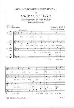 Szekeres, Ferenc: Regi mesterek vegyeskarai 10
