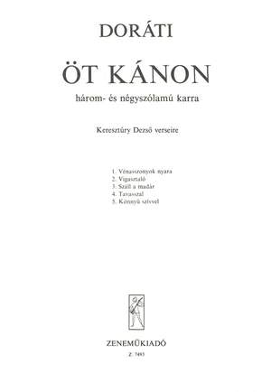 Dorati, Antal: Ot kanon