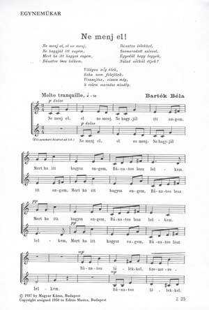Bartok, Bela: Ne menj el! (upper voices)