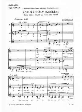 Karai, Jozsef: Korus Kodaly emlekere