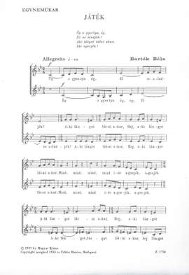 Bartok, Bela: Jatek