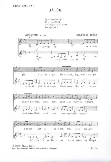 Bartok, Bela: Jatek