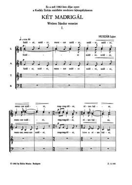 Huszar, Lajos: Ket madrigal