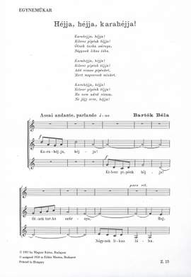 Bartok, Bela: Hejja, hejja, karahejja