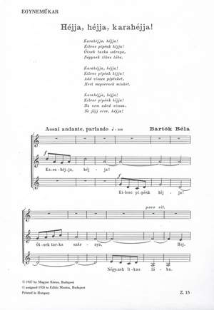 Bartok, Bela: Hejja, hejja, karahejja