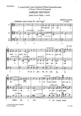 Szonyi, Erzsebet: Harom valtozat