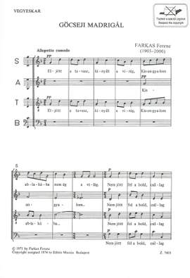 Farkas, Ferenc: Gocseji madrigal