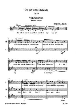 Balassa, Sandor: Five Children's Choruses, op.11