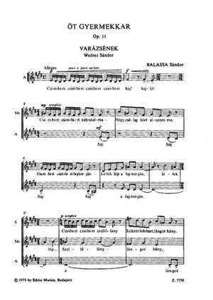 Balassa, Sandor: Five Children's Choruses, op.11