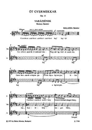 Balassa, Sandor: Five Children's Choruses, op.11