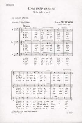 Marenzio, Luca: Edes szep szemek
