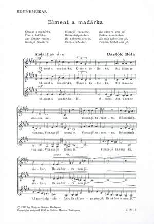 Bartok, Bela: Elment a madarka