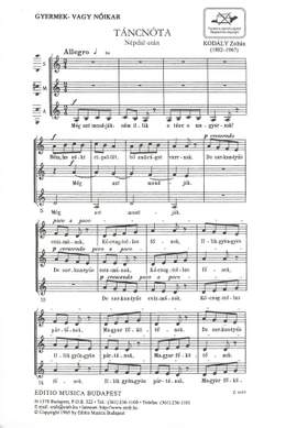 Kodaly, Zoltan: Dancing Song (upper voices)