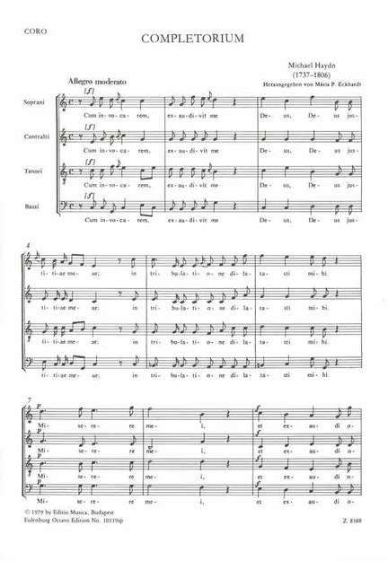 Haydn, Michael: Completorium