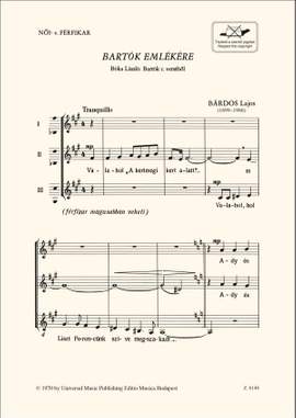 Bardos, Lajos: Bartok emlekere