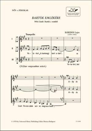 Bardos, Lajos: Bartok emlekere