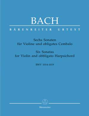 Bach, JS: Sonatas (6) for Violin and obbligato Harpsichord (BWV 1014 - 1019) Performance part. Fingerings & bowings by Andrew Manze (Urtext)