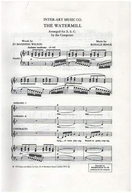 Binge, Ronald: Watermill, The (vocal score)