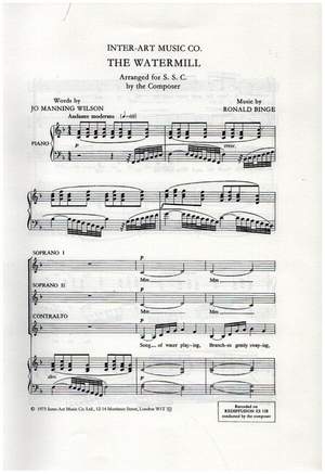 Binge, Ronald: Watermill, The (vocal score)