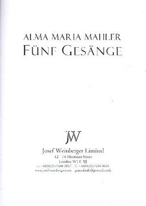 Mahler, Alma: Fuenf Gesaenge (voice and piano)