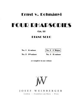 Dohnanyi, Ernst von: Four Rhapsodies Op.11 No.3 C Maj (Pno)