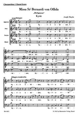 Haydn, FJ: Missa Sancti Bernardi von Offida (Heiligmesse) (Hob.XXII:10) (Urtext) (L)