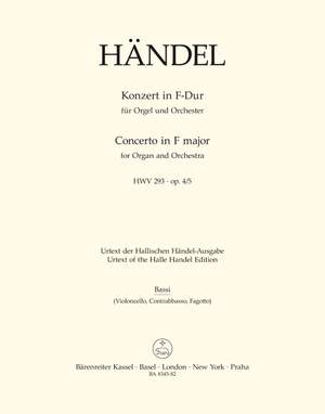 Handel, GF: Concerto for Organ, Op.4/ 5 in F (HWV 293) (Urtext)