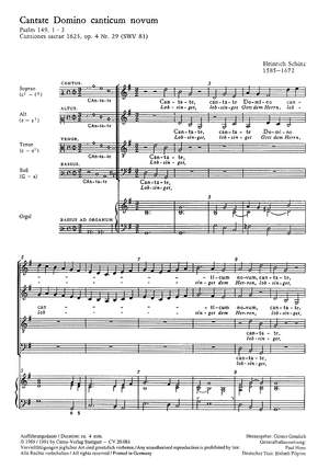 Schütz: Cantate Domino canticum novum (Lobsinget Gott dem Herrn) (SWV 81 (op. 4 no. 29); G-Dur)