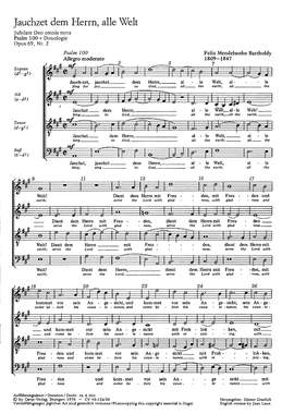 Mendelssohn Bartholdy: Jauchzet dem Herrn (Psalm 100) (Op.69 no. 2; ADur)