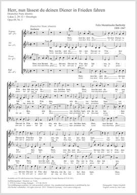 Mendelssohn Bartholdy: Herr, nun lässest du deinen Diener (Op.69 no. 1; EsDur)