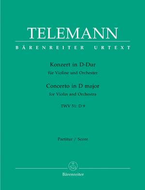 Telemann, G: Concerto for Violin in D (TWV 51: D9) (Urtext)