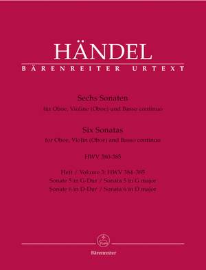 Handel, GF: Sonatas (6) (HWV 380-385), Vol. 3: No.5 & 6 (Urtext)